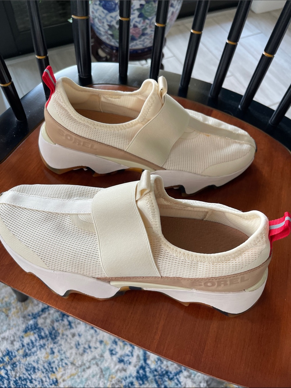 Sorel Women's Ivory Cream Slip-On Sneakers with Red Heel Tab - Picture 2 of 5